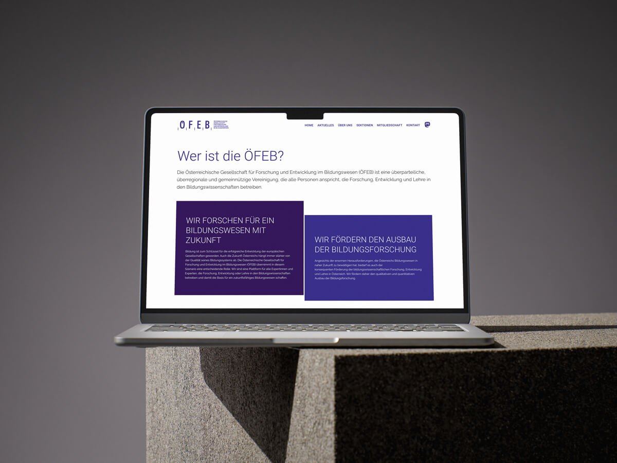 Screenshot der ÖFEB-Website – Referenzprojekt von Marco Troppmair