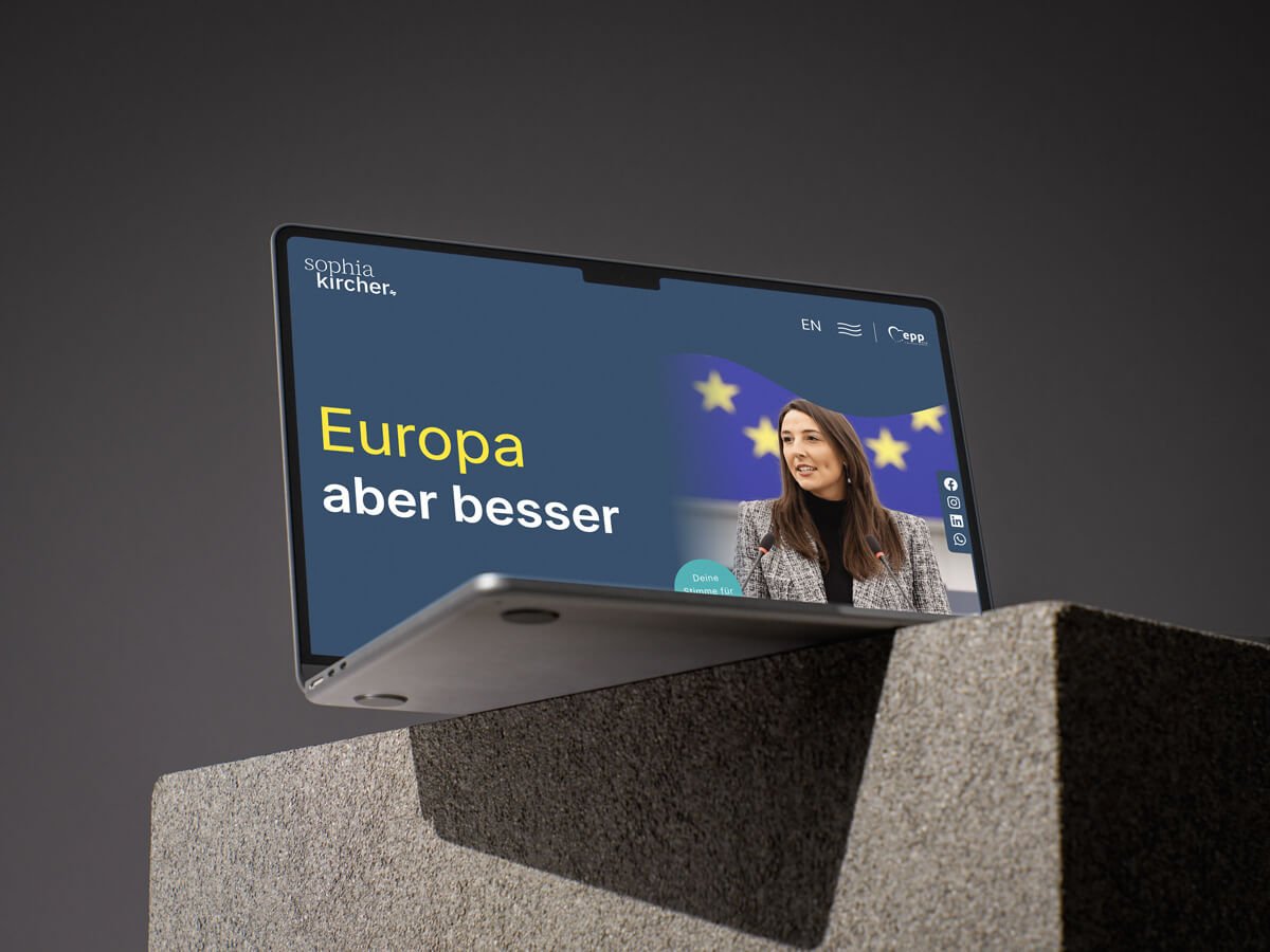 Screenshot der Website von MEP Sophia Kircher – Referenzprojekt von Marco Troppmair